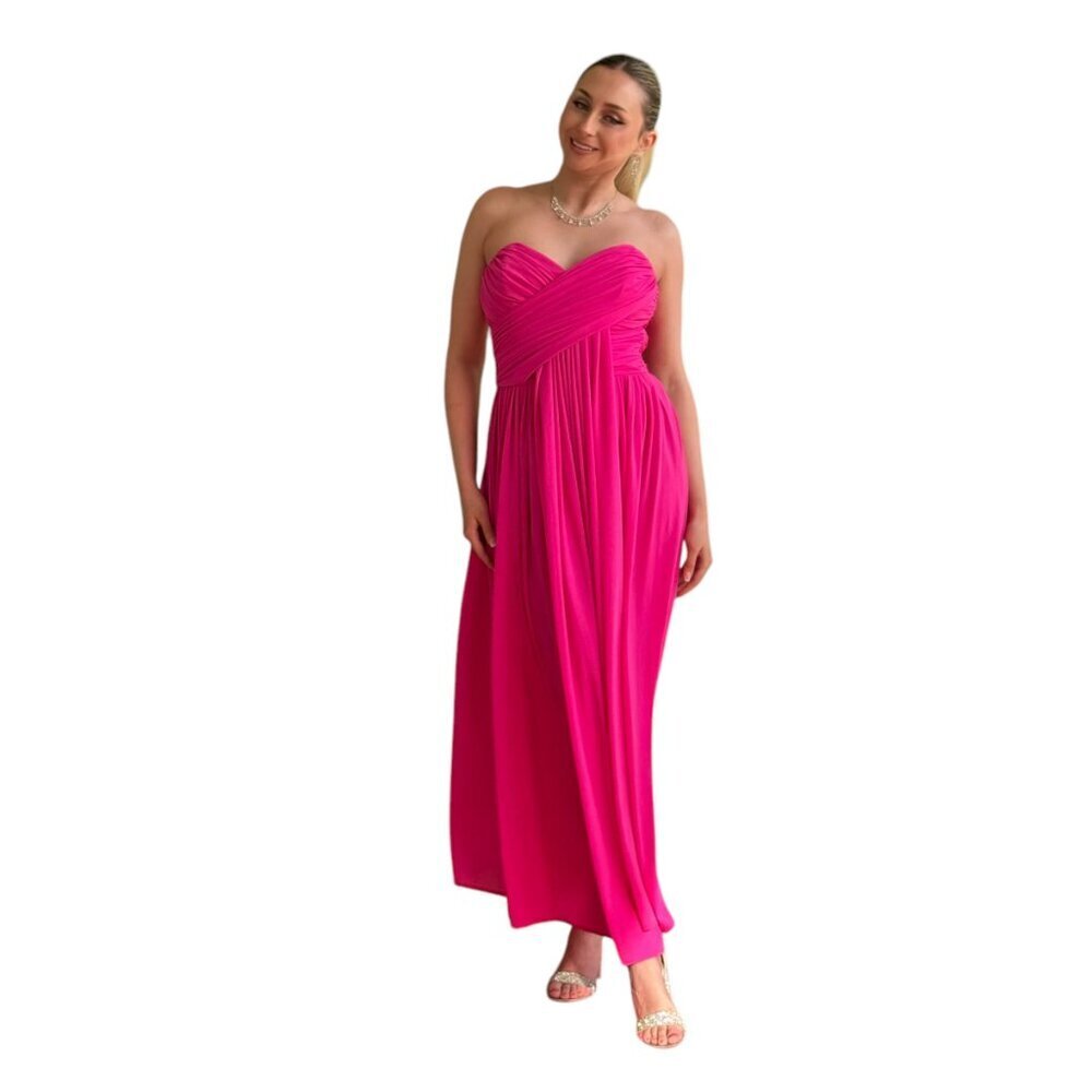 Goettx Hot Pink Grecian style Vintage Dress  Size 4 - Picture 6 of 8